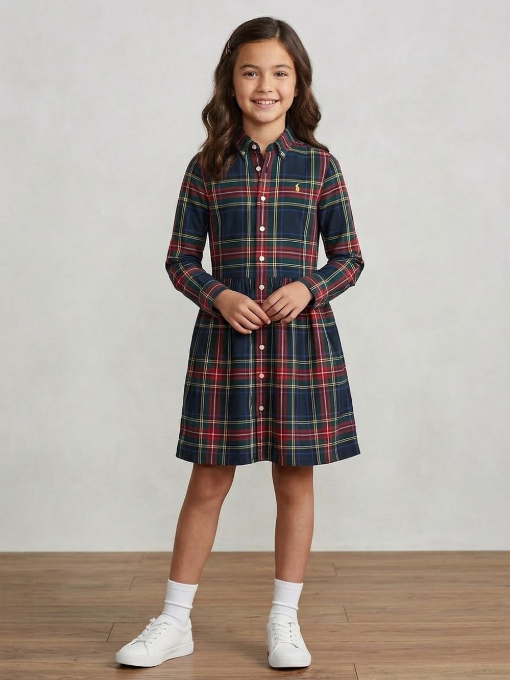 Polo Ralph Lauren Girls Plaid 100% Cotton Shirtdress - Size 10